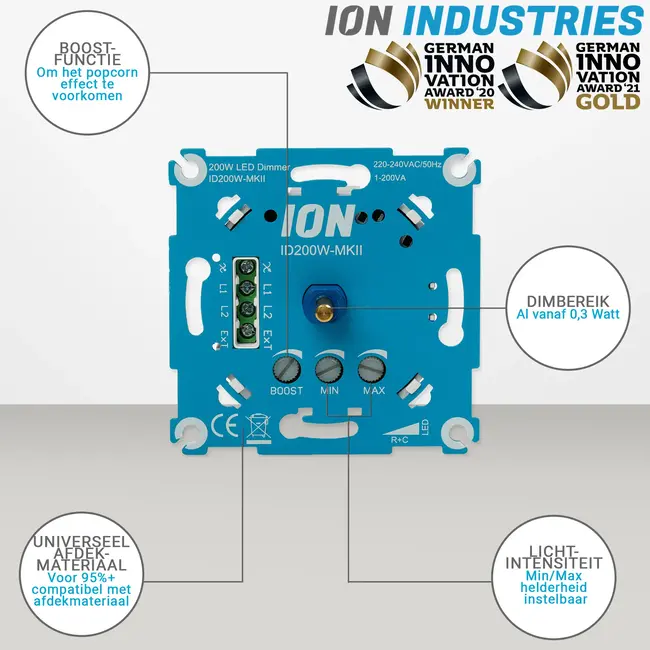 ION INDUSTRIES LED Dimmer Inbouw | 0.3-200 Watt