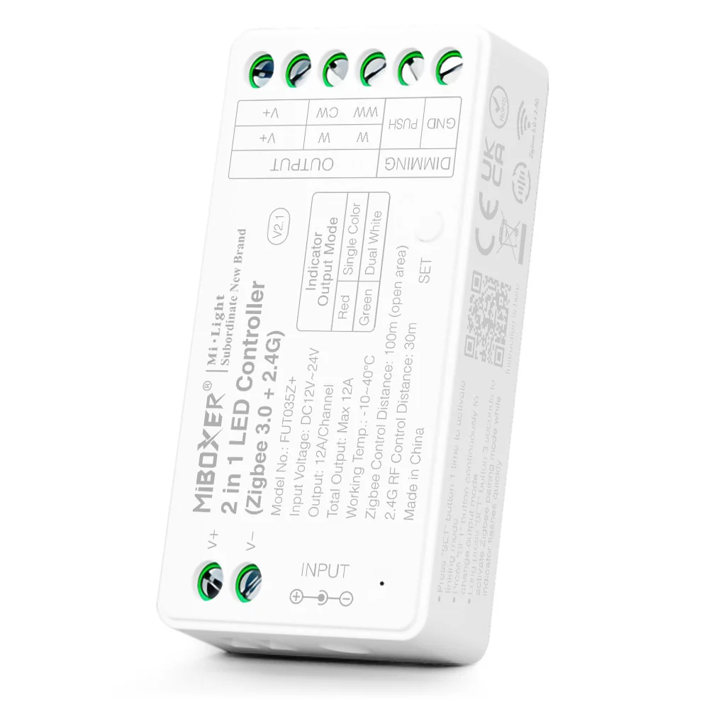 MiBoxer/Mi-Light Miboxer LED Controller - 2-in-1 - Zigbee 3.0 + 2.4GHz - Single White &amp; CCT - FUT035Z+