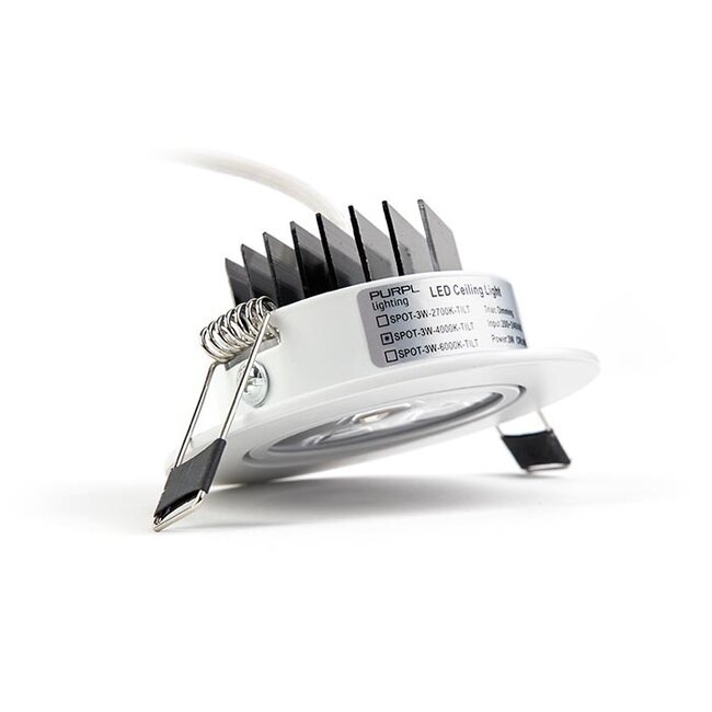 PURPL LED inbouwspot - 3W - 6000K Koud wit - Ø85 mm - Dimbaar - IP40 - Kantelbaar - Rond - Wit