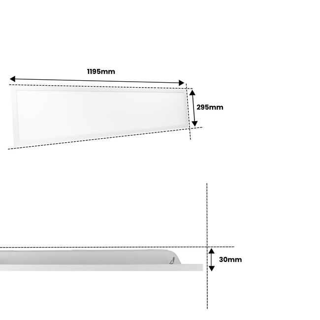 PURPL LED Paneel - 30x120 - 4000K Helder Wit - 36W - 3600 lm - 100 lm/W - UGR<22 - IP50 - Flikkervrij -  Back-lit