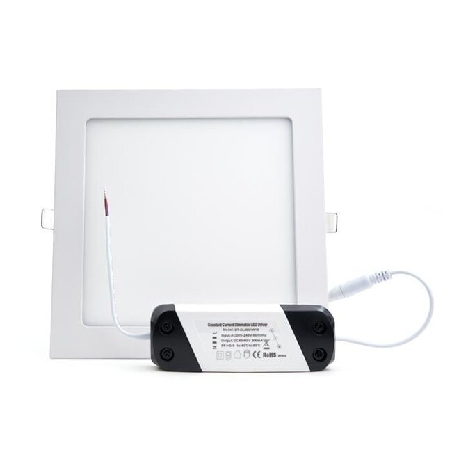 PURPL LED Downlight - 18W - 225x225 mm - 4000K Helder Wit - IP40 - Inbouw - Vierkant - Wit
