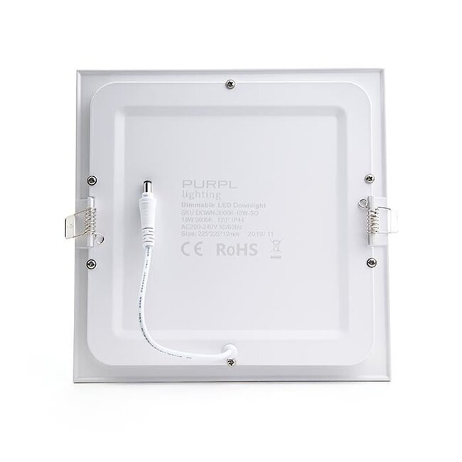 PURPL LED Downlight - 18W - 225x225 mm - 4000K Helder Wit - IP40 - Inbouw - Vierkant - Wit