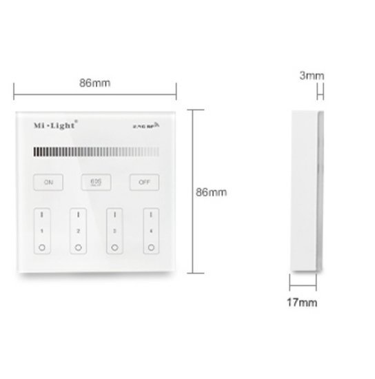 MiBoxer/Mi-Light Wandbediening | Single white | 4-zone | Wit | Batterij, foto 6 van 6