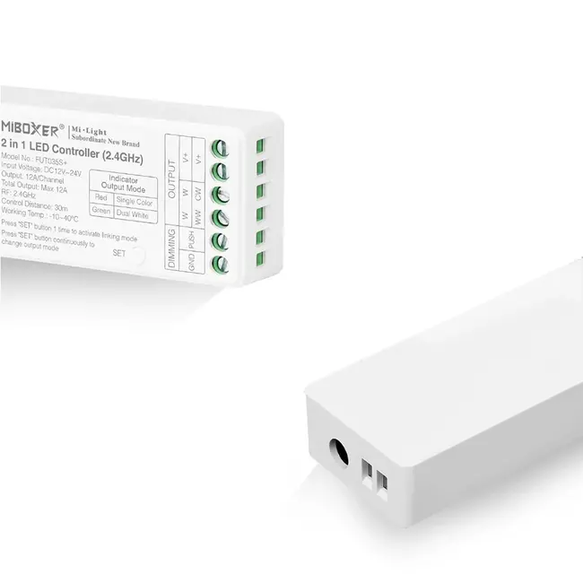 MiBoxer/Mi-Light Miboxer LED Controller - 2-in-1 - 2.4 GHz RF - Single White & CCT - FUT035S+