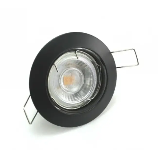 LED GU10 spot inbouw armatuur - Alu - Ø84mm - Zwart - Kantelbaar IP20 Rond