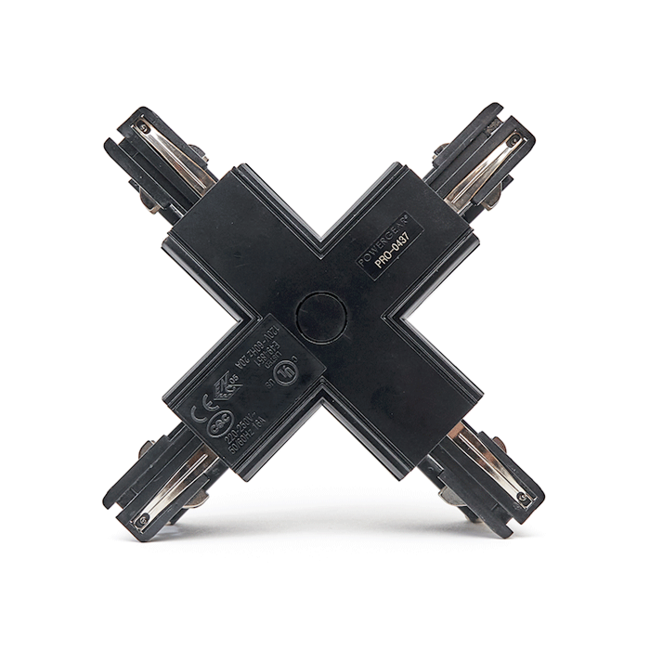 Powergear 3-fase Rail X Connector | Zwart | PRO-0437