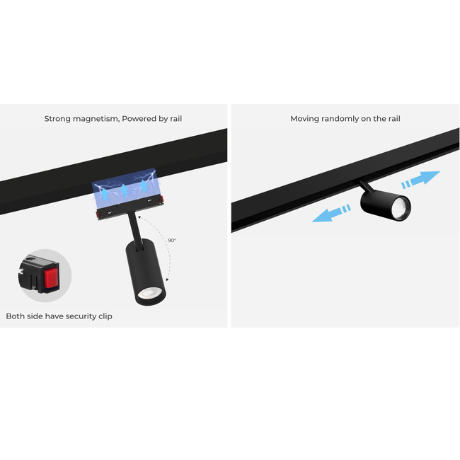48V Magnetische Railspot - Ø63x130mm - RGB+CCT (2700-6500K) - Zigbee 3.0 + 2.4GHz - 12W - 1000 lm - Dimbaar - Zwart