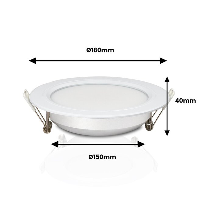 LED Downlight - 12W - ø180mm - RGB+CCT - IP44 - Inbouw - Rond - Wit - FUT066