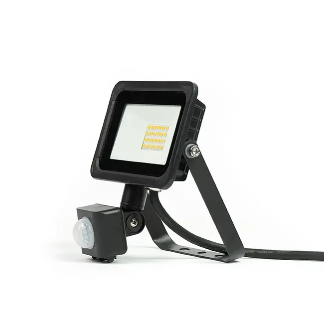 PURPL LED Breedstraler - 10W - 900 lm - 3000K Warm wit - IP44 - Met Sensor - Zwart