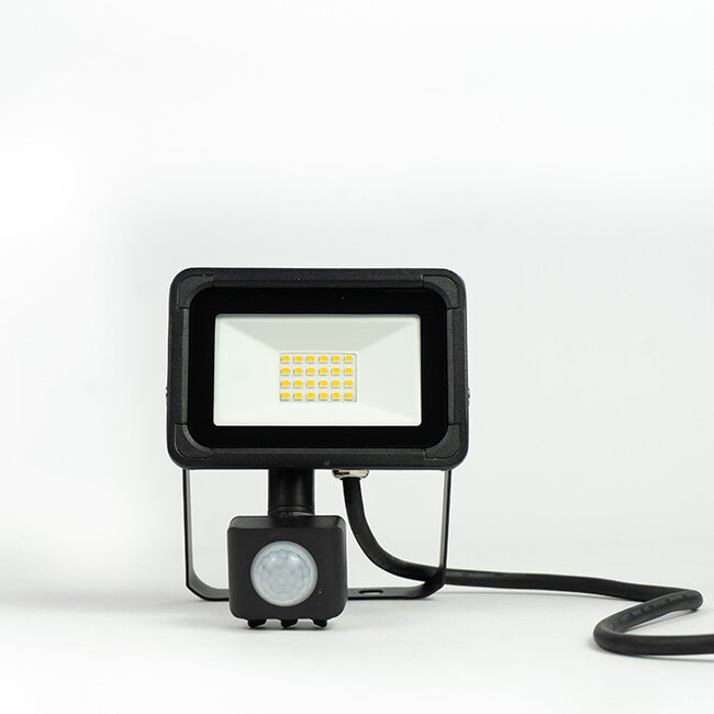 PURPL LED Breedstraler - 10W - 900 lm - 3000K Warm wit - IP44 - Met Sensor - Zwart