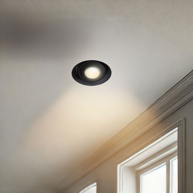 Inbouw Armatuur - GU10 - MR11 - Trimless - Ø90mm x 41,5mm - IP20 - Incl. GU10 fitting - Zwart Aluminium