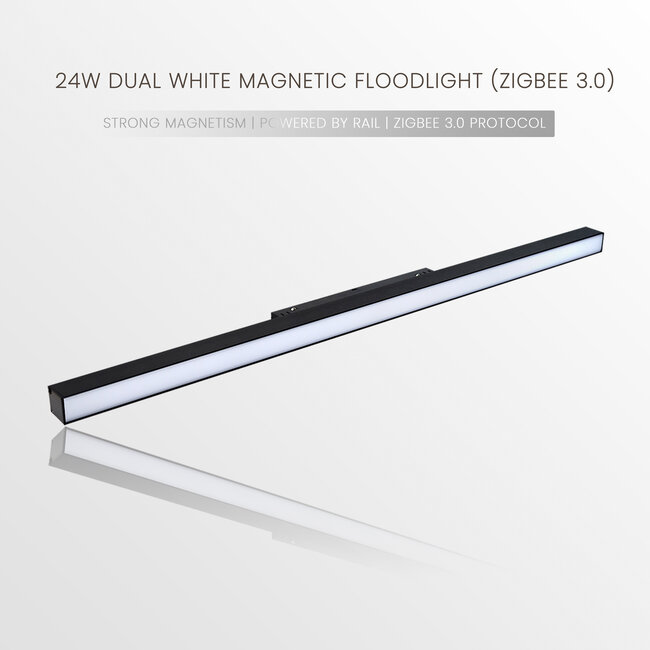 MiBoxer/Mi-Light 48V Magnetische Lineaire LED lamp - RGB+CCT (2700K-6500K) - 24W - 1350 lm - Zigbee 3.0 - Dimbaar - IP44 - Zwart