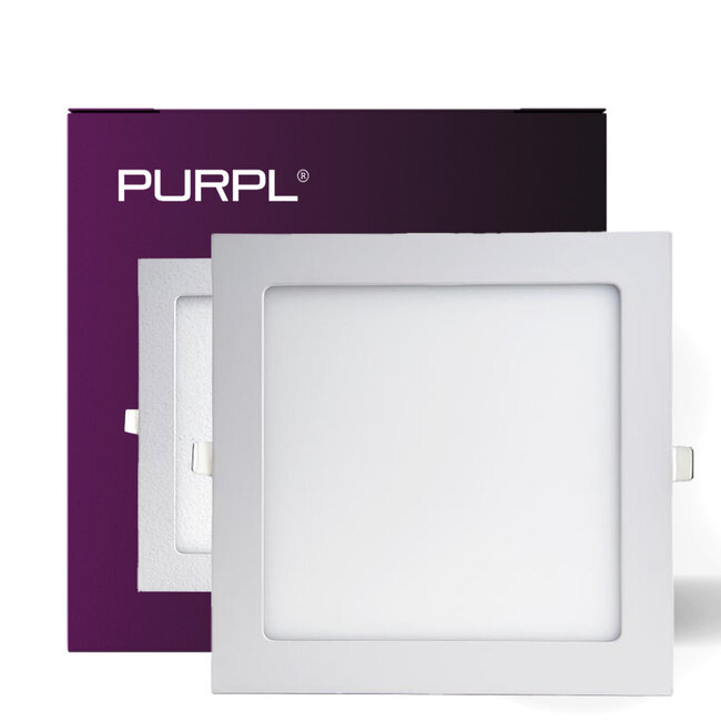 LED Downlight - 18W - 225x225 mm - 3000K Warm Wit - IP40 - Inbouw - Vierkant - Wit