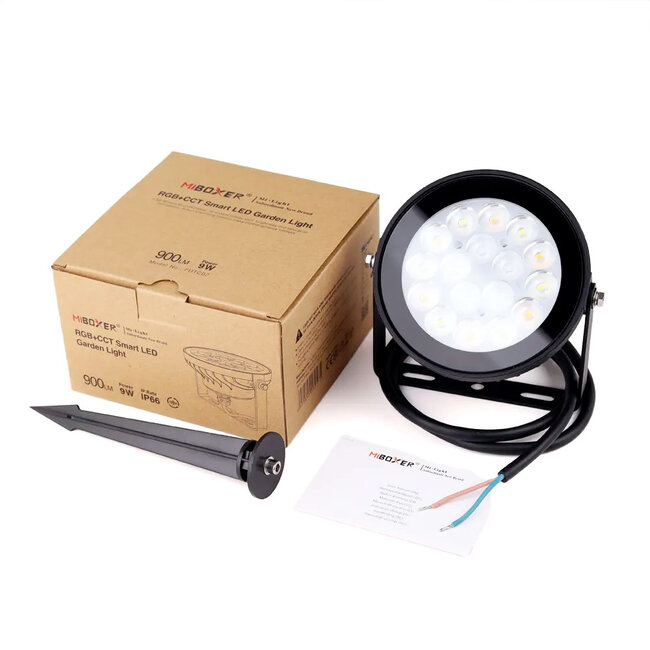 MiBoxer/Mi-Light Tuinlamp - 9W - RGB+CCT (2700K - 6500K) - IP66 - Zwart - FUTC02
