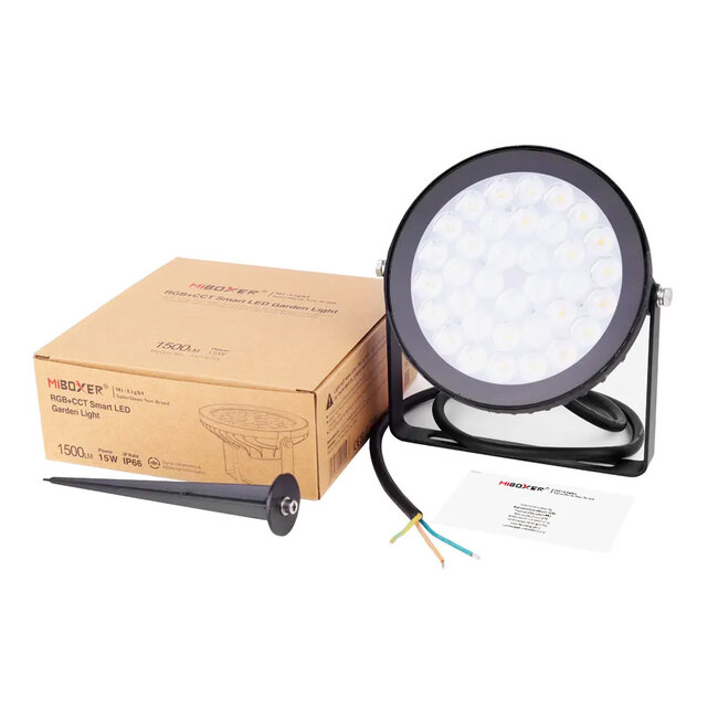 MiBoxer/Mi-Light Tuinlamp | 15W | RGB+CCT | IP66 | Zwart | FUTC03