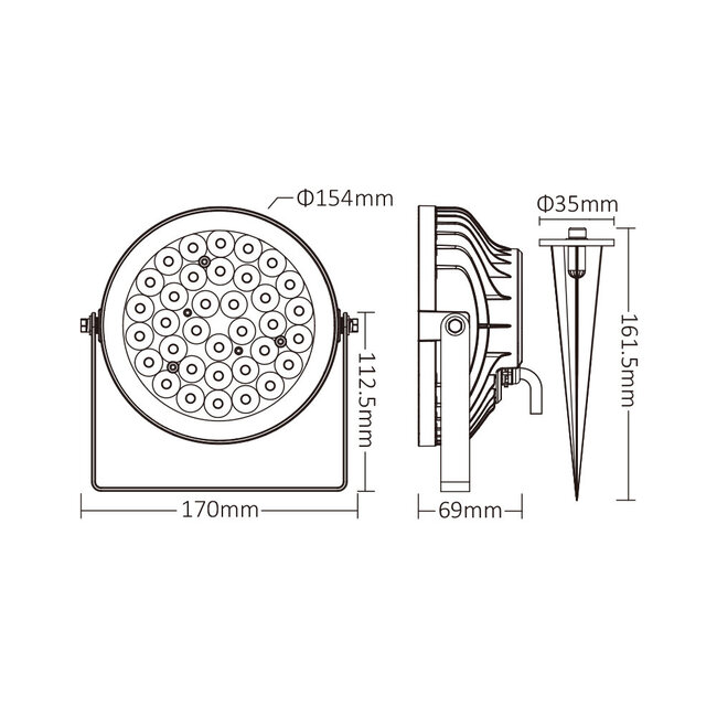 Tuinlamp | 15W | RGB+CCT | IP66 | Zwart | FUTC03