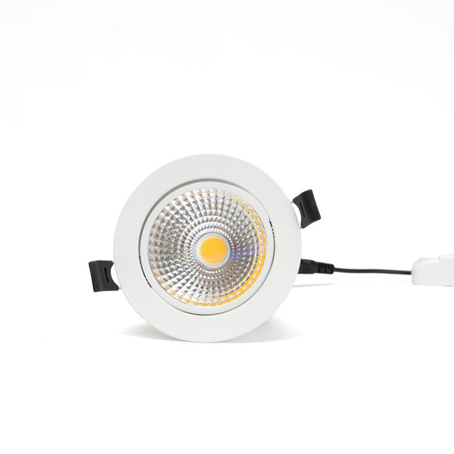 LED Inbouwspot - 7W - 2700K Warm wit - Ø108mm - Dimbaar - IP40 - Kantelbaar - Rond - Wit