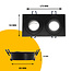 Dubbele Inbouwspot GU10 Armatuur - Lage Inbouwhoogte - GU10 Fitting - 175x92x25 mm - Kantelbaar - Aluminium - IP44 - Zwart