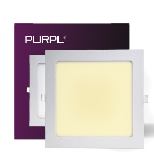 PURPL LED Downlight - 18W - 225x225 mm - 3000K Warm Wit - IP40 - Inbouw - Vierkant - Wit