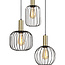 Design Hanglamp Industrieel - 3-Lichts - Zwart met Goud - E27 fittingen - Ronde Plafondplaat
