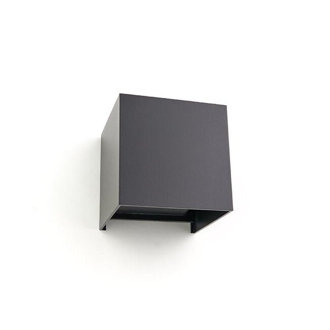 PURPL COB LED wandlamp - 6W - 3000K Warm Wit - Up & Down Light - IP54 - Voor Buiten en Binnen - Kubus - Zwart