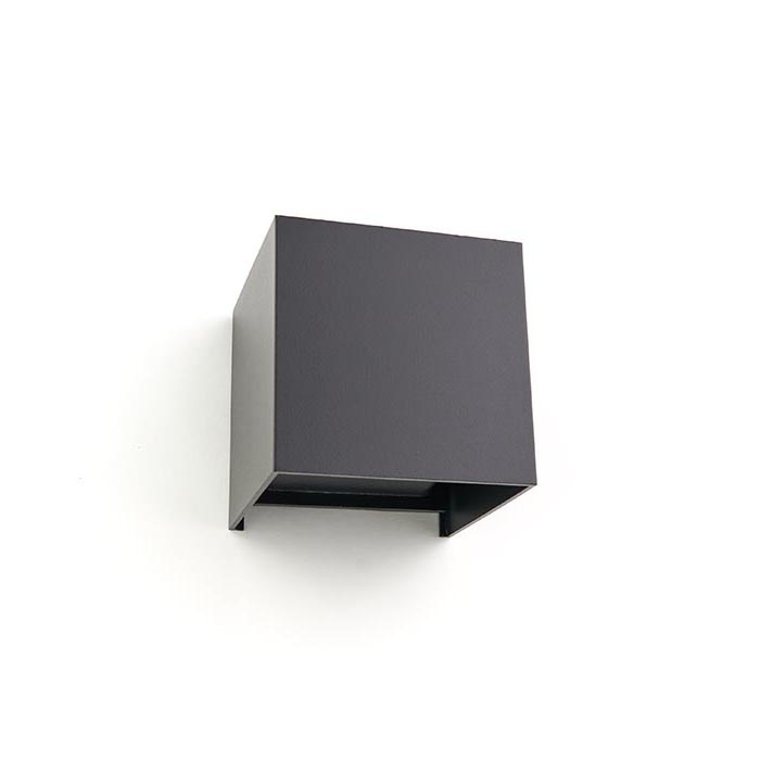 PURPL COB LED wandlamp - 6W - 3000K Warm Wit - Up & Down Light - IP54 - Voor Buiten en Binnen - Kubus - Zwart, foto 5 van 6