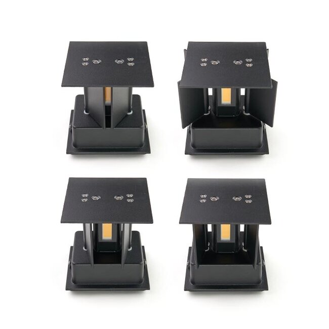 PURPL COB LED wandlamp - 6W - 3000K Warm Wit - Up & Down Light - IP54 - Voor Buiten en Binnen - Kubus - Zwart