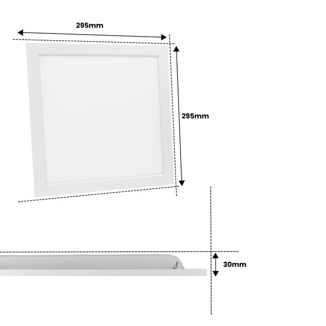 LED Paneel - 30x30 - 3000K Warm wit - 20W - 2000 lm - 100 lm/W - UGR<22 - IP50 - Flikkervrij - Back-lit