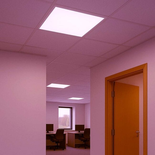 PURPL LED Paneel - 60x60  - RGB+CCT (2800K-6500K) - Dimbaar - 30W - 130 lm/W - UGR<22 - Flikkervrij - Edge-lit