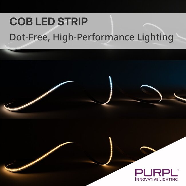 PURPL COB Led Strip - 5m - 840 LED's p/m - 24V - CCT (2700K-6500K) - IP65 stof- en waterdicht