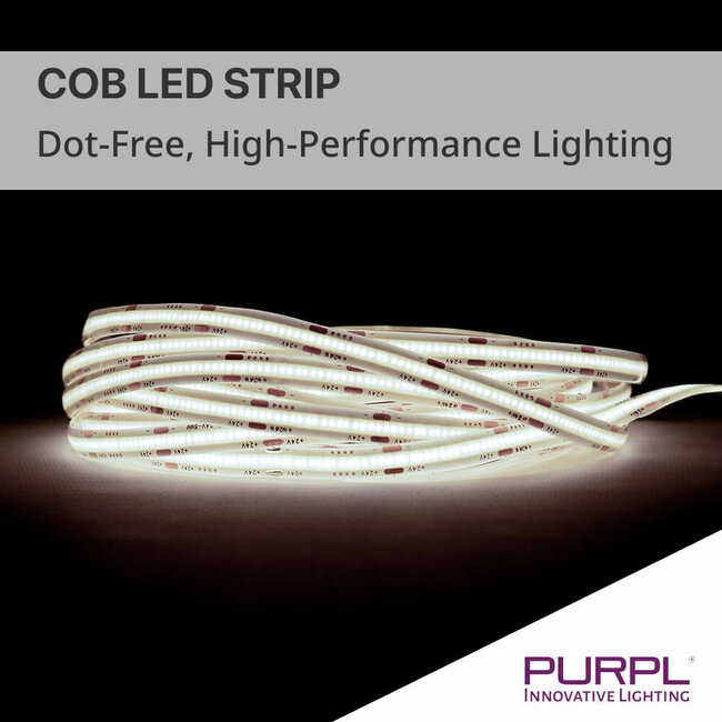 PURPL COB Led Strip - 5m - 512 LED's p/m - 24V - 4000k Helder Wit - IP20