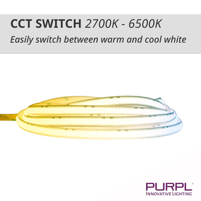 PURPL COB Led Strip - 5m - 840 LED's p/m - 24V - CCT (2700K-6500K) - IP20