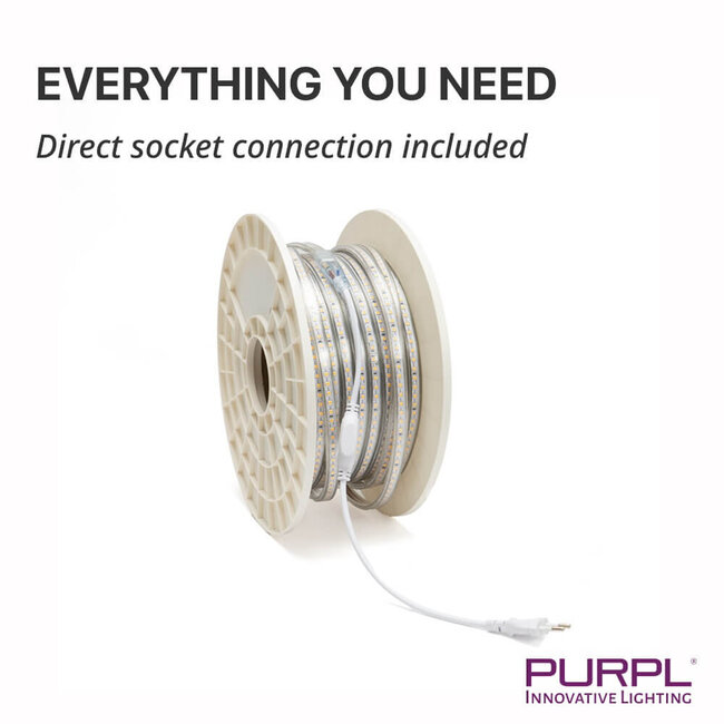 PURPL LED Strip - 50 m - 120 LEDs p/m - 220V - 4000K Helder wit - Dimbaar - IP67
