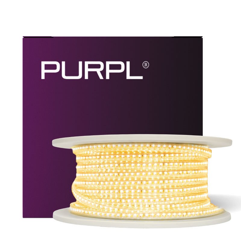 PURPL LED Strip - 50 m - 120 LEDs p/m - 220V - 3000K Warm wit - Dimbaar - IP67