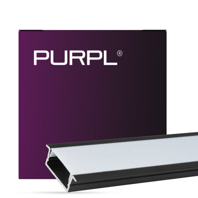 LED Strip Profiel Inbouw - 1,5 m - 30x10 mm - Zwart aluminium - Opaal afdekkap - IP20 - Incl. montagemateriaal