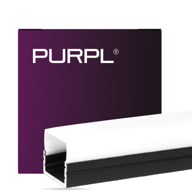 LED Strip Profiel Opbouw - 1,5 m - 20x20 mm - Zwart aluminium - Opaal afdekkap - IP20 - Incl. montagemateriaal