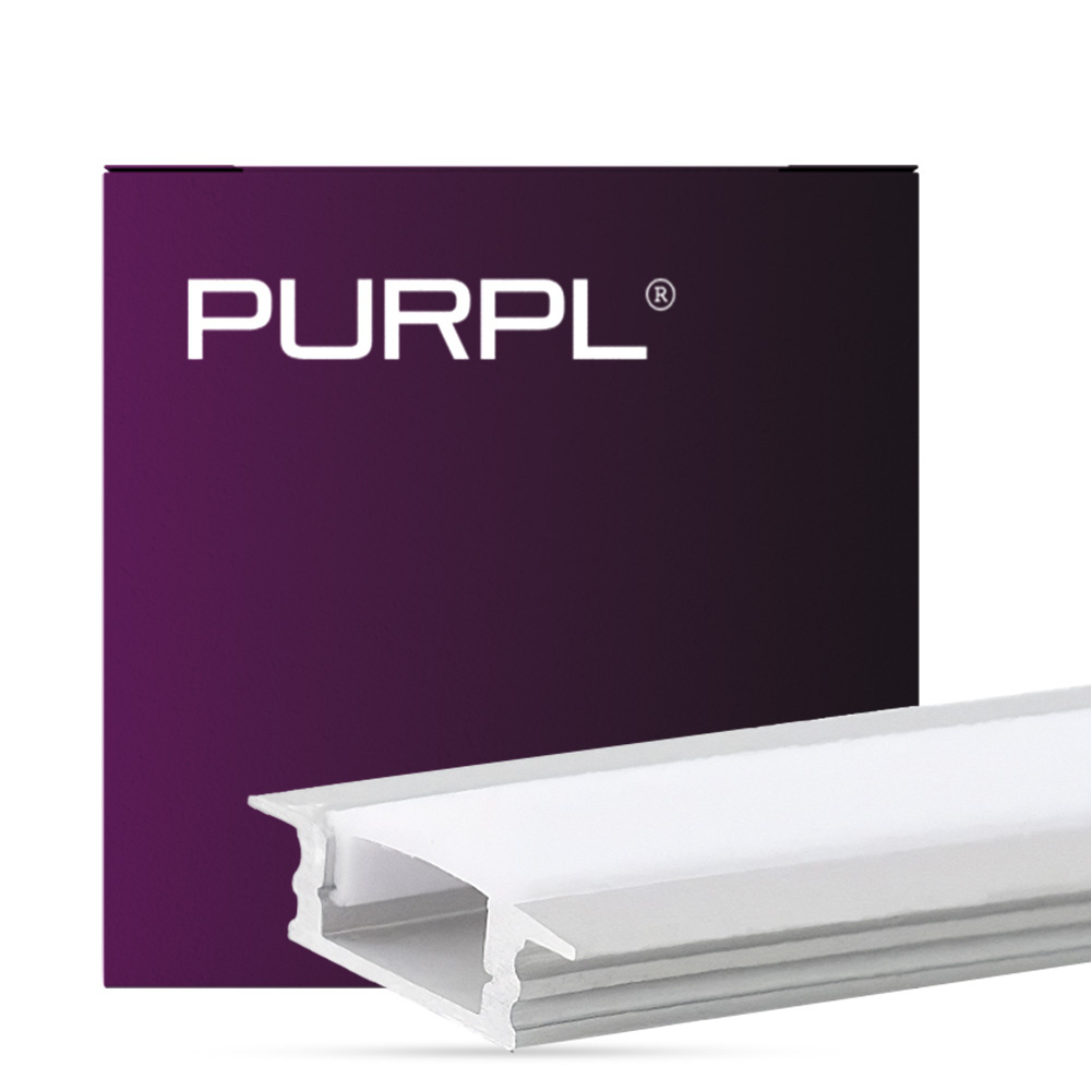 PURPL LED Strip Profiel Inbouw - 1,5 m - 25x7 mm - Aluminium - Opaal afdekkap - IP20 - Incl. montagemateriaal