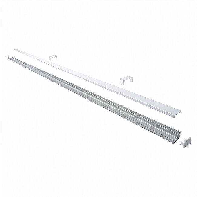 PURPL LED Strip Profiel Opbouw - 1,5 m - 23x10 mm - Aluminium - Opaal afdekkap - IP20 - Incl. montagemateriaal