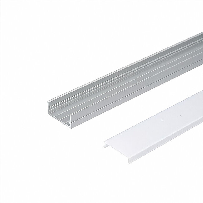 PURPL LED Strip Profiel Opbouw - 1,5 m - 23x10 mm - Aluminium - Opaal afdekkap - IP20 - Incl. montagemateriaal