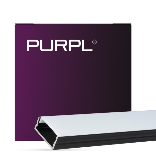 LED Strip Profiel Opbouw - 1,5 m - 23x10 mm - Zwart Aluminium - Opaal afdekkap - IP20 - Incl. montagemateriaal