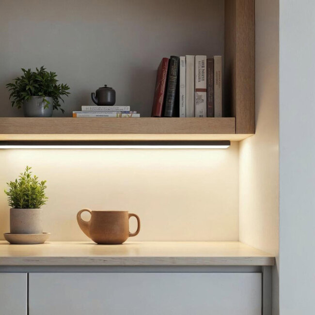 LED Strip Profiel Opbouw - 1,5 m - 23x10 mm - Zwart Aluminium - Opaal afdekkap - IP20 - Incl. montagemateriaal