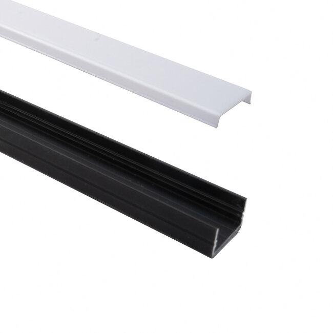 PURPL LED Strip Profiel Opbouw - 1,5 m - 23x10 mm - Zwart Aluminium - Opaal afdekkap - IP20 - Incl. montagemateriaal