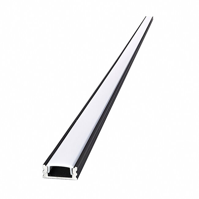 LED Strip Profiel Opbouw - 1,5 m - 17,5x7 mm - Zwart aluminium - Opaal afdekkap  - IP20 - Incl. montagemateriaal