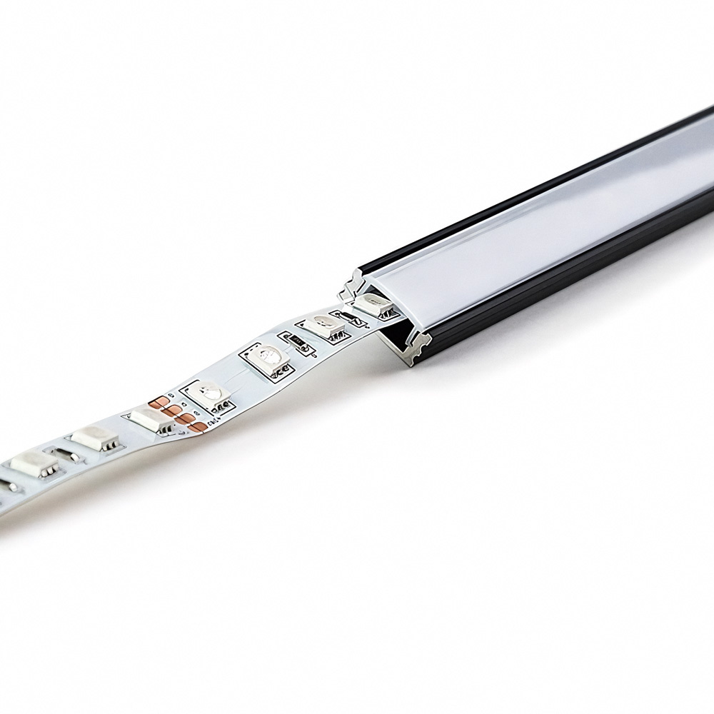 PURPL LED Strip Profiel Opbouw - 1,5 m - 17,5x7 mm - Zwart aluminium - Opaal afdekkap - IP20 - Incl. montagemateriaal, foto 6 van 6