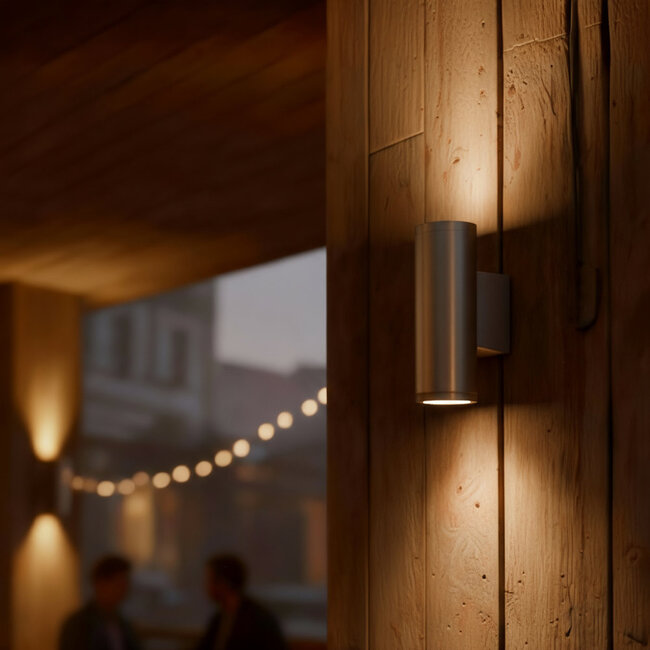 LED GU10 Up & Down Wandlamp Rond Zilver