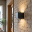 COB LED wandlamp - 6W - 3000K Warm Wit - Up & Down Light - IP54 - Voor Buiten en Binnen - Kubus - Zwart