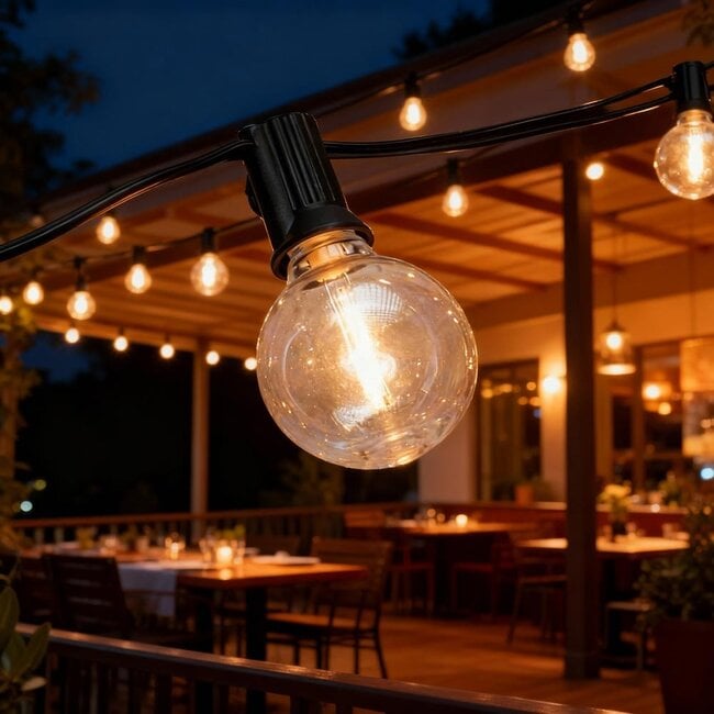 Lichtslinger 24V - 16,5 m + 3 m - Kogel G40 - 2700K - 30 lampen - IP45 - Met Afstandbediening