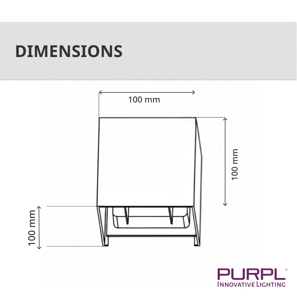 PURPL LED COB Wandlamp Vierkant Wit, foto 5 van 6