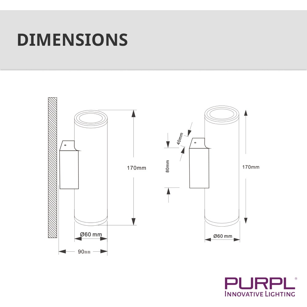 PURPL LED GU10 Up & Down Wandlamp Rond Zilver, foto 6 van 6