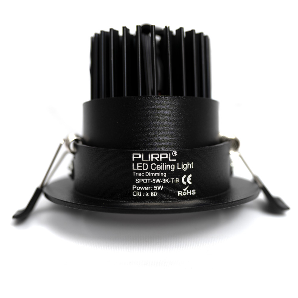 PURPL LED Inbouwspot Zwart 5W Ø85mm 2700K Warm wit kantelbaar, foto 5 van 6